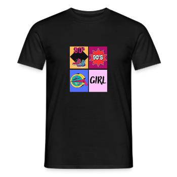 des années 90 fille des années 1990 mode 90 thème fête des années quatre-vingt-dix - T-shirt homme - noir - Devant - AI Model Male 178 light (178cm)