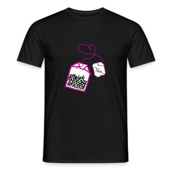 Sachet de thé rose coeur - T-shirt homme - noir - Devant - AI Model Male 178 light (178cm)