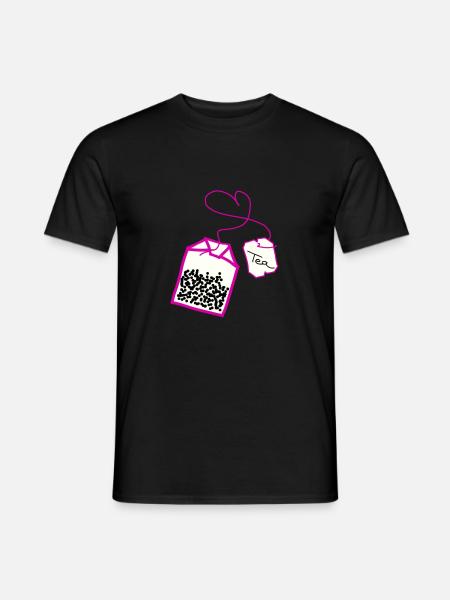 Tea bag in heart pink - Men's T-Shirt - black