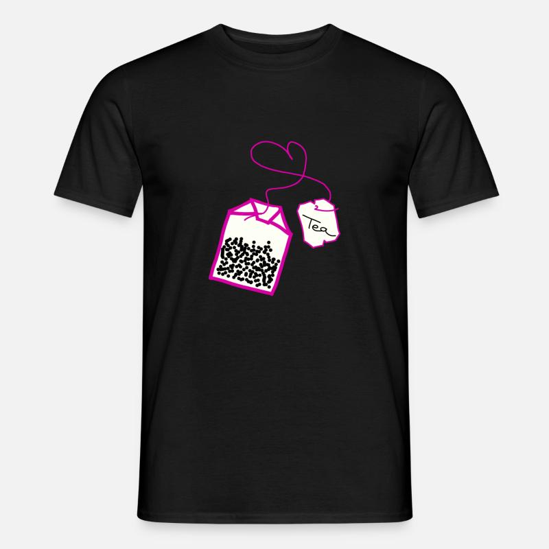 Teebeutel im Herz pink - Männer T-Shirt - Schwarz