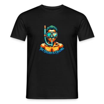 Plongée en apnée : l’océan vous appelle - T-shirt homme - noir - Devant - AI Model Male 178 light (178cm)