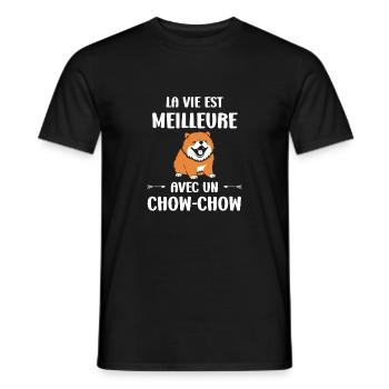 Chien chow chow - T-shirt homme - noir - Devant - AI Model Male 178 light (178cm)