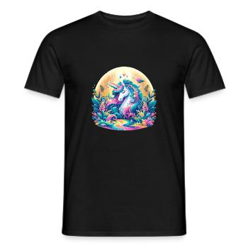Magisches Einhorn in einer glitzernden Umgebung - Männer T-Shirt - Schwarz - Vorne - AI Model Male 178 light (178cm)