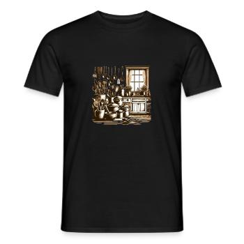 Rural farmhouse kitchen with vintage utensils - Men's T-Shirt - black - Front - AI Model Male 178 light (178cm)