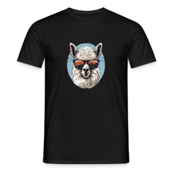 Alpaka mit Sonnenbrille - Männer T-Shirt - Schwarz - Vorne - AI Model Male 178 light (178cm)