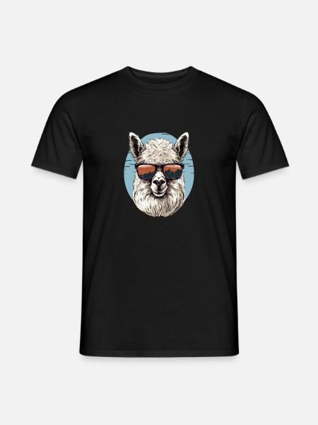 Alpaka mit Sonnenbrille - Männer T-Shirt - Schwarz