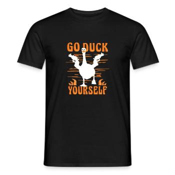 Fuck Yourself lustiger Erpel - Männer T-Shirt - Schwarz - Vorne - AI Model Male 178 light (178cm)