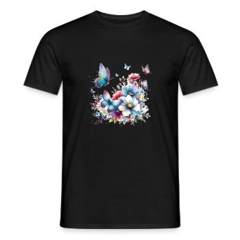 Butterfly Garden - Men's T-Shirt - black - Front - AI Model Male 178 light (178cm)