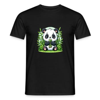 Panda in bamboo forest - Men's T-Shirt - black - Front - AI Model Male 178 light (178cm)