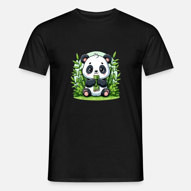 Panda im Bambuswald - Männer T-Shirt - Schwarz
