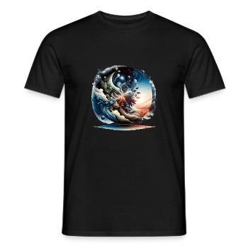 Nature and Space - Men's T-Shirt - black - Front - AI Model Male 178 light (178cm)