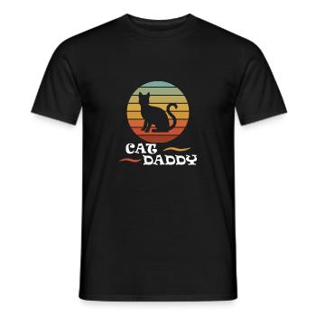 Cat Daddy Vintage Eighties Style Cat Retro - Men's T-Shirt - black - Front - AI Model Male 178 light (178cm)