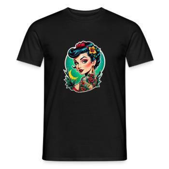 Rockabilly / Pin-up / 50s - Men's T-Shirt - black - Front - AI Model Male 178 light (178cm)