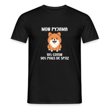Humour chien Spitz - T-shirt homme - noir - Devant - AI Model Male 178 light (178cm)