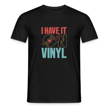 Je l’ai sur vinyle disque Vintage Fan - T-shirt homme - noir - Devant - AI Model Male 178 light (178cm)