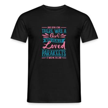 A Girl Who Really Loved Parakeets Parrot Owner Bir - Men's T-Shirt - black - Front - AI Model Male 178 light (178cm)