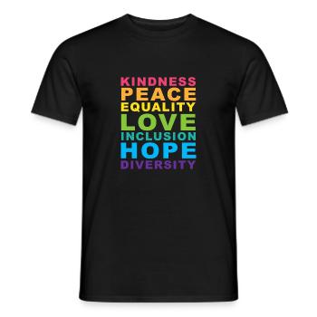 Bienveillance Paix Égalité Arc-en-ciel Gay Pride LGBT - T-shirt homme - noir - Devant - AI Model Male 178 light (178cm)