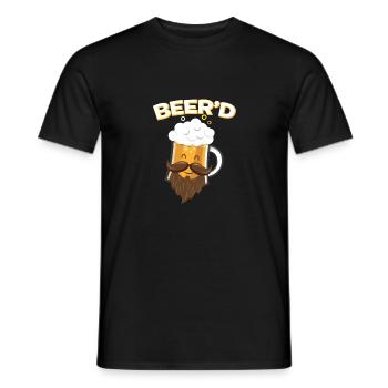 Beer_D T-Shirt - Funny Beard Mustache Beer Glass - Men's T-Shirt - black - Front - AI Model Male 178 light (178cm)