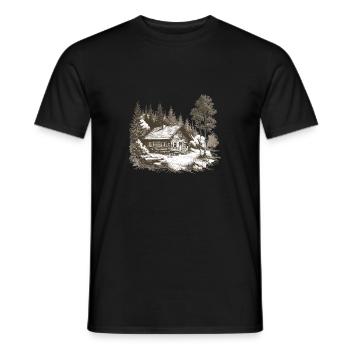 Cabin in the woods - Men's T-Shirt - black - Front - AI Model Male 178 light (178cm)