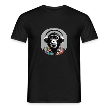 Monkey loves Music - Männer T-Shirt - Schwarz - Vorne - AI Model Male 178 light (178cm)