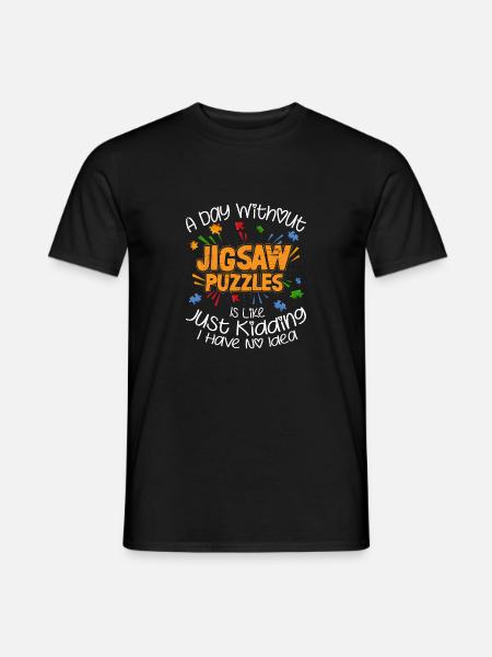 A Day Without Jigsaw Puzzles Solving Piece - Men's T-Shirt - black