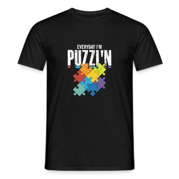 Everyday I'm Puzzl'n Piece Jigsaw Puzzle - Männer T-Shirt - Schwarz - Vorne - AI Model Male 178 light (178cm)