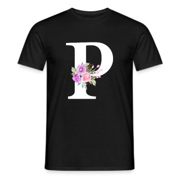 Lila Blumenbuchstabe p - Männer T-Shirt - Schwarz - Vorne - AI Model Male 178 light (178cm)