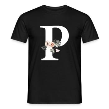 Tropical Floral Letter P - Men's T-Shirt - black - Front - AI Model Male 178 light (178cm)