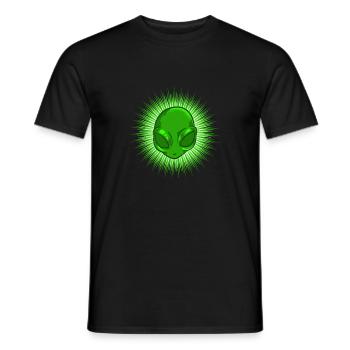 Alien In Bursting Star T-Shirt Extraterrestrial - Men's T-Shirt - black - Front - AI Model Male 178 light (178cm)