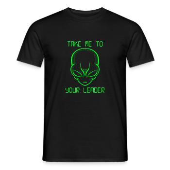 Espace de tête extraterrestre vert amusant Emmenez-moi à votre chef - T-shirt homme - noir - Devant - AI Model Male 178 light (178cm)