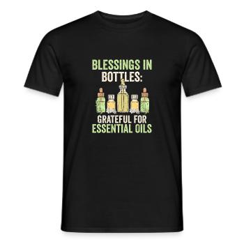 Blessings in Bottles: Grateful for Essential Oils - Men's T-Shirt - black - Front - AI Model Male 178 light (178cm)