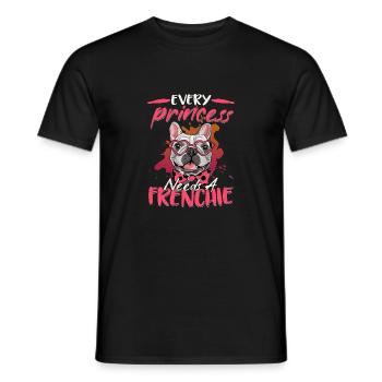 Chaque princesse a besoin d’un bouledogue français Frenchie - T-shirt homme - noir - Devant - AI Model Male 178 light (178cm)