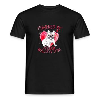 Powered By French Bulldog Love Dog Owner Frenchie - Men's T-Shirt - black - Front - AI Model Male 178 light (178cm)