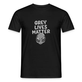 Grey Lives Matter T-Shirt Funny Cute Space Alien - Men's T-Shirt - black - Front - AI Model Male 178 light (178cm)
