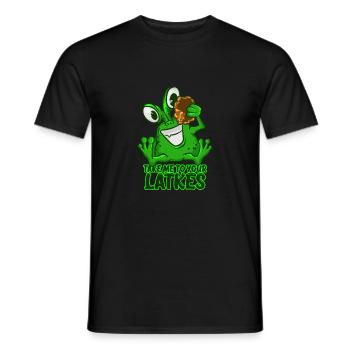 Take Me To Your Latkes T-Shirt Drôle Vert Espace - T-shirt homme - noir - Devant - AI Model Male 178 light (178cm)