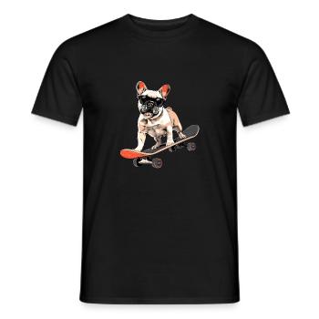 Französische Bulldogge Skateboarding - Männer T-Shirt - Schwarz - Vorne - AI Model Male 178 light (178cm)