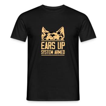 Ears Up System Armed Dog Mom Dad German Shepherd - Männer T-Shirt - Schwarz - Vorne - AI Model Male 178 light (178cm)