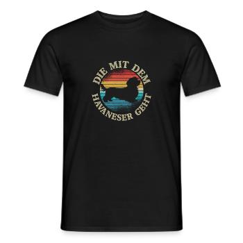 Die mit dem Havaneser geht Hunde Mama Hund Frauche - Männer T-Shirt - Schwarz - Vorne - AI Model Male 178 light (178cm)