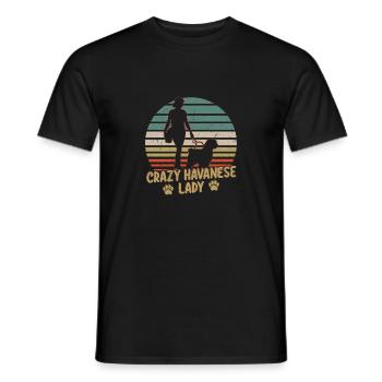 Crazy Havanese Lady Dog Propriétaire Havaneser Maman - T-shirt homme - noir - Devant - AI Model Male 178 light (178cm)