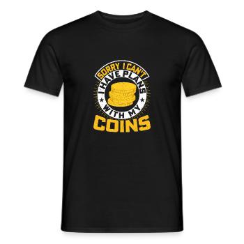 Booked by Coins: A Numismatist's Best Plans - Men's T-Shirt - black - Front - AI Model Male 178 light (178cm)