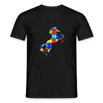 Einhorn Autismus Puzzle Symbol Cooles Magisches Einhorn - Männer T-Shirt - Schwarz - Vorne - AI Model Male 178 light (178cm)