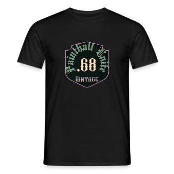 Paintbll unite : Calibre .68 vintage - T-shirt homme - noir - Devant - AI Model Male 178 light (178cm)