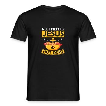All I Need Is Jesus & Hot Dogs Hotdogs Foodie Wien - Männer T-Shirt - Schwarz - Vorne - AI Model Male 178 light (178cm)