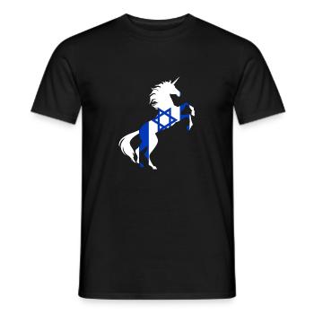 T-Shirt Drapeau Licorne Israël Licorne Magique Israël - T-shirt homme - noir - Devant - AI Model Male 178 light (178cm)