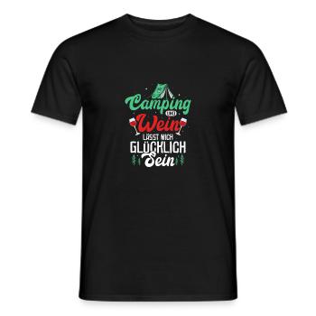 Camping and Wine Makes Me Happy Camper - Men's T-Shirt - black - Front - AI Model Male 178 light (178cm)