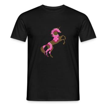 Weibliches Symbol Einhorn T-Shirt Magisches Einhorn-Wortspiel - Männer T-Shirt - Schwarz - Vorne - AI Model Male 178 light (178cm)