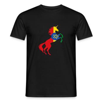 Licorne T-shirt drapeau éthiopienne licorne magique - T-shirt homme - noir - Devant - AI Model Male 178 light (178cm)