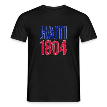 HAÏTI 1804 POLICE AUX COULEURS DU DRAPEAU NATIONAL - T-shirt homme - noir - Devant - AI Model Male 178 light (178cm)