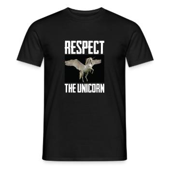 Respect The Unicorn Photo Funny Unicorn Lover Gift - Men's T-Shirt - black - Front - AI Model Male 178 light (178cm)