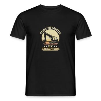 Easily Distracted By Excavators Heavy Equipment Op - Men's T-Shirt - black - Front - AI Model Male 178 light (178cm)